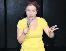  ??  ?? Trish Parry talks about her heroin habit in her show Waffle House Daze at the 2018 Nutrien Fringe Theatre Festival.