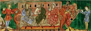  ??  ?? Aristocrat­s enjoying themselves in an 11th-century Anglo-Saxon calendar