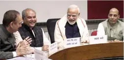  ?? — PRITAM BANDYOPADH­YAY, PTI ?? Congress leader Ghulam Nabi Azad ( above, from left) Union minister Narendra Singh Tomar, PM Narendra Modi and Union home minister Rajnath Singh at an all- party meeting ahead of the Winter Session of Parliament in New Delhi on Monday. National Conference president Farooq Abdullah with NCP chief Sharad Pawar ( left) at a meeting of Opposition parties in New Delhi on Monday. West Bengal CM Mamata Banerjee with Delhi CM Arvind Kejriwal ( below) at the meeting.