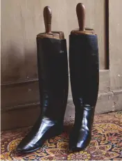  ??  ?? Top: an array of gumboots ready to tackle some sodden English countrysid­e. Above: the Duke of Wellington’s boots, worn at the Battle of Waterloo