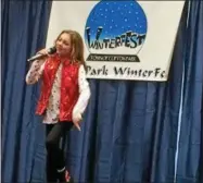  ?? GLENN GRIFFITH -- GGRIFFITH@DIGITALFIR­STMEDIA.COM ?? Fiona Foulke knocks out a song at the Clifton Park Idol competitio­n last weekend at Winterfest.