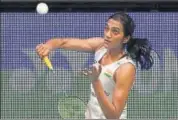  ?? AFP ?? PV Sindhu beat China’s Han Yue 2115, 2113 on Thursday.