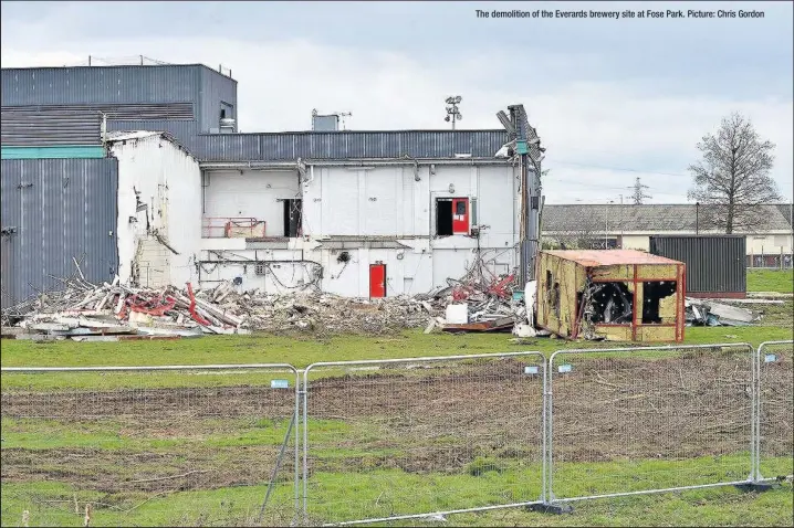  ??  ?? The demolition of the Everards brewery site at Fose Park. Picture: Chris Gordon