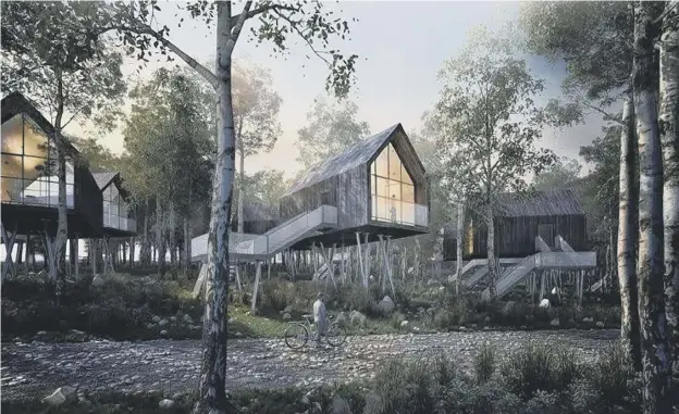  ??  ?? 0 An artist’s impression of the health and wellbeing retreat planned for the disused colliery in East Ayrshire