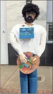  ?? Contribute­d ?? “Bob Ross,” by the Cedartown High School Art Club, took first place in the Downtown Cedartown Associatio­n’s 2019 Scarecrow Contest.