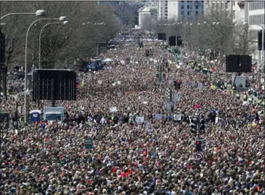  ?? ALEX BRANDON — THE ASSOCIATED PRESS ?? Looking west from the stage area, the crowd fills Pennsylvan­ia Avenue during the “March for Our Lives” rally in support of gun control, Saturday, March 24, 2018, in Washington.