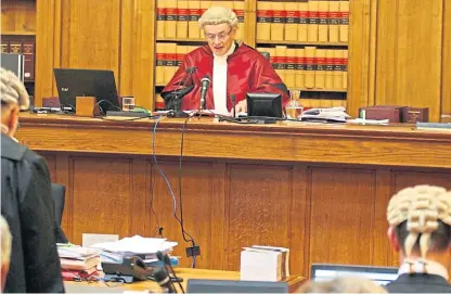  ??  ?? Judge Lord Doherty hears the Brexit case in the Court of Session in Edinburgh as a group of MPs fights to stop parliament being suspended.