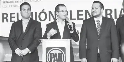  ?? Foto Jesús Villaseca ?? El líder del PAN, Ricardo Anaya, clausuró la reunión plenaria de los senadores de su partido