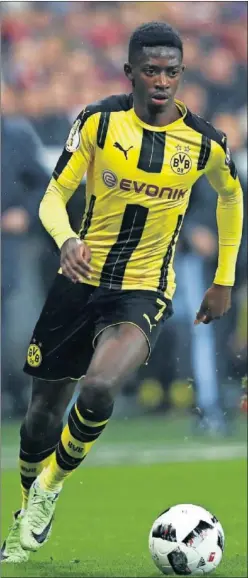  ??  ?? POTENTE. Dembelé ha jugado esta temporada en el Dortmund.