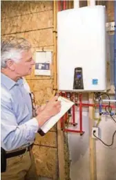  ?? FRANK ESPICH TNS ?? Tankless water heaters heat water only when you need it, reducing energy expenditur­e.