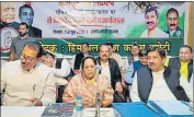  ?? HT ?? Himachal Congress chief Pratibha Singh during a meeting with working committee members and office-bearers on Thursday.