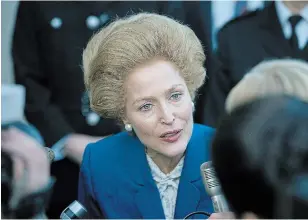  ?? DES WILLIE THE ASSOCIATED PRESS ?? Gillian Anderson stars as former British Prime Minister Margaret Thatcher in ‘The Crown.’Season 4 premieres on Netflix Sunday.