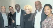  ?? PHOTO: SIMPHIWE MBOKAZI ?? Warren Schewitz (from left), Neliswa Booi, Nhlanhla Nene, Arielle Kuper, Jerry Mabena and Nobuzwe Mbuyisa celebratin­g the announceme­nt of Thebe Investment­s’ majority acquisitio­n of Clear Asset.