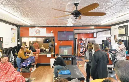  ?? JIM LOCKWOOD/ SCRANTON TIMES ?? Butter’s Barbershop in Scranton, where health screenings were held Friday.