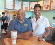  ?? CAROLYN KASTER/AP GETTY IMAGES, AND ABEL MUNIZ/USA TODAY NETWORK ?? Nicole and Dennis Drake are co-owners of Tropical Smoothie Cafe franchises in Gainesvill­e and Ashburn, Va. They are mindful that their employees are high school and college students who can use a little guidance about work and life.