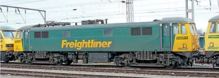  ??  ?? A portrait of No. 86639 taken at Crewe on April 19, 2008. Note the difference in the shade of yellow between No. 86639 and No. 86607 to which it is coupled.