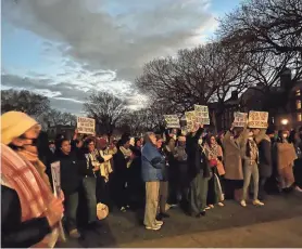  ?? NOBLE BRIGHAM ?? Brown University students protest during a vigil on Nov. 27 for a Palestinia­n student who was shot in Burlington, Vermont.