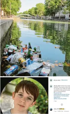  ?? Foto: Gerd Roth, dpa; Screenshot: Raf sur Seine, Instagram ?? Die Seine und die Kanäle von Paris sind voller Müll. Raphaël holt ihn heraus und zeigt Bilder davon auf Instagram.