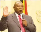  ??  ?? Cyril Ramaphosa being sworn in