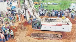  ??  ?? ■
Operation still underway to rescue two-year-old Sujith Wilson, who fell into a 25-foot-deep borewell in Tiruchirap­palli district on Friday.