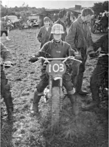  ??  ?? Left: Graham on his £5 Bantam at his first ever motocross race in 1967, aged 10. He didn’t take his crash hat off all day so he was ready for the next race
Right: Wringing the neck of his privateer Maico 490 in 1976. His British GP win that year would lead Honda to offer him a works ride, but he stayed on the Maico for another season