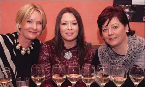  ??  ?? Linda Noblett, Clara O’Sullivan and Caroline Higgins at the wine tasting fundraiser­in Nolan’s of Annagh in aid of Celtic Cross free primary school in India. COMMUNITY CENTRE BALLYFAD CHURCH SCHOOL OPEN DAY