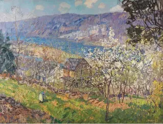  ??  ?? Edward Willis Redfield (1869-1965), Spring at Point Pleasant on the Delaware River. Oil on canvas, 38 x 50 in., signed and dated bottom right: ‘E.W. REDFIELD/MAY 1, 1926’. Estimate: $300/500,000 SOLD: $483,000