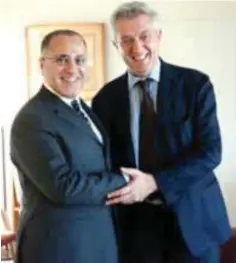  ?? KUNA ?? GENEVA: Ambassador Jamal Al-Ghunaim (left) meets with United Nations High Commission­er for Refugees Filippo Grandi. —