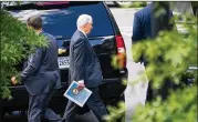  ?? DOUG MILLS / THE NEW YORK TIMES ?? Attorney General Jeff Sessions departs the White House on Wednesday. Trump attacked Sessions for a third straight day, questionin­g why Sessions has not fired the acting director of the FBI over his wife’s political ties to Hillary Clinton.