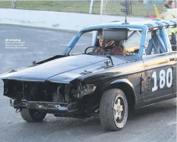  ??  ?? All revved up
West Lothian-based stock car racer Sean McConnachi­e in action