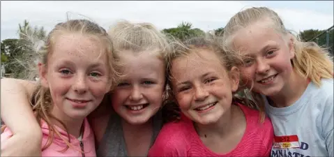  ??  ?? Ellie Redmond, Katie Benson, Niamh Blagbrough and Ava Smith at the Sports Active Wexford ‘Fun In The Sun’ event at Rosslare Strand Community and Sports Complex on Saturday.