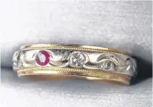  ?? • CAPE BRETON POST SHARON MONTGOMERY­DUPE ?? This is the ruby and diamond ring found by the late Linda Mercer in Sydney River 20 years ago. The ring has two sets of initials inscribed on it. Mercer's friend Sharon King hopes to reunite it with its original owner.
