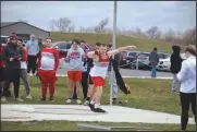  ?? ?? Ferron Pena prepares to thrown as a member of the Shelby track and field team.
Submitted photo