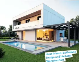  ??  ?? Exklusives Haus Primus: Design und höchster Wohnkomfor­t
