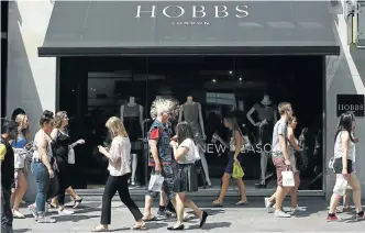  ?? Pictures: Bloomberg and Muntu Vilakazi ?? Speciality brands and those with wider appeal contribute to the TFG mix. Above, a Hobbs store in the UK, and a Foschini outlet in SA. Below is a Connor store in Australia.