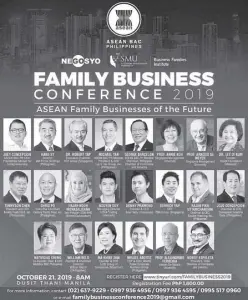  ??  ?? The country’s first-ever Family Business Conference 2019 is happening on Oct. 21 at Dusit Thani Hotel, Makati City.