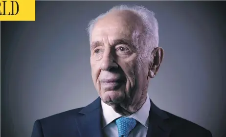  ?? ODED BALILTY / THE ASSOCIATED PRESS FILES ?? Former Israeli leader Shimon Peres, pictured in February, died early Wednesday at the age of 93. Peres, who served as president from 2007 to 2014, was awarded the Nobel Peace Prize in 1994, one year after he secretly helped broker the historic Oslo...