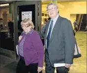  ?? Luis Sinco
Los Angeles Times ?? T.J. SIMERS and his wife, Ginny, leave a courthouse Wednesday. He contended The Times discrimina­ted against him after he suffered a mini-stroke in 2013.