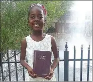  ?? Courtesy Photo ?? Sidney Hopson, 7, of Conway can recite an untold number of Bible verses and some entire chapters. She’s memorized about three-fourths of Martin Luther King Jr.’s 17-minute-long “I Have a Dream” speech from 1963.