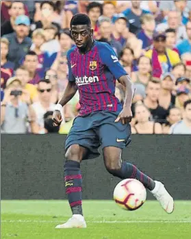  ?? FOTOS: MANEL MONTILLA ?? Dembélé volvió a ser titular ante el Alavés como en la Supercopa