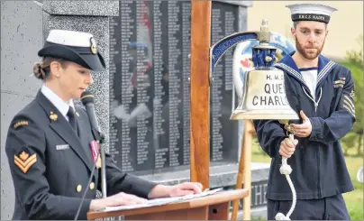  ?? DESIREE ANSTEY/ JOURNAL PIONEER ?? Master Seaman Rachel McCarthy, left, and Ordinary Seaman Clark Upton. McCarthy has served for 13 years and Upton 11 months.