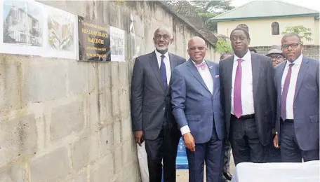  ??  ?? L-R: Mr. Gbenga Oyebode MFR, Mr. Paul Usoro, SAN, Dr. Wale Babalakin, SAN and Mr. Chuka Ikwuazom