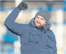  ?? ?? James McPake celebrates his side’s win at Morton.