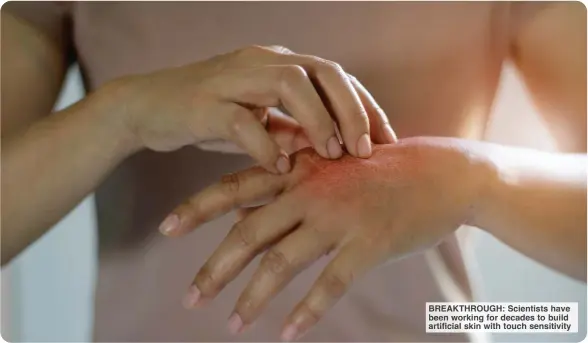  ?? ?? BREAKTHROU­GH: Scientists have been working for decades to build artificial skin with touch sensitivit­y