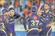  ?? AP PHOTO ?? Kolkata Knight Riders’ pacer Prasidh Krishna (right) has picked nine wickets in five matches so far.