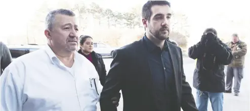 ?? NATHAN DENETTE / THE CANADIAN PRESS FILES ?? Marco Muzzo, right, arrives with family at the courthouse for his sentencing hearing in 2016 in Newmarket, Ont.