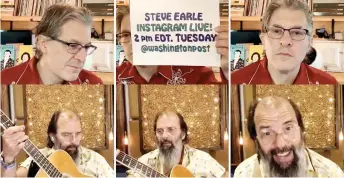  ?? Washington Post Photo by The ?? Geoff Edgers (top) and Steve Earle in Edgers’ twice-weekly Instagram Live show ‘Stuck with Geoff.’ —