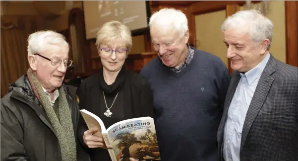  ??  ?? Eimear O’Connor with Bat Masterson, Tommy O’Rourke and Charles Egan at the Kilmac Historical Society talk on ‘Sean Keating: Art Politics and the Building the Irish Nation’ which took place in the Glenview Hotel.