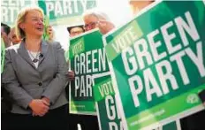 ?? Reuters ?? Flagging fortunes Green Party leader Natalie Bennett gestures during a speech to supporters at a campaign event. Bristol West represents the Greens’ best chance to double their presence.