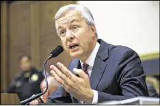  ?? AL DRAGO / NEW YORK TIMES ?? John Stumpf, chief executive of Wells Fargo, testifies Thursday before the House Financial Services Committee investigat­ing the bank’s opening of millions of unauthoriz­ed customer accounts. He blamed an ethical lapse by 5,300 employees.